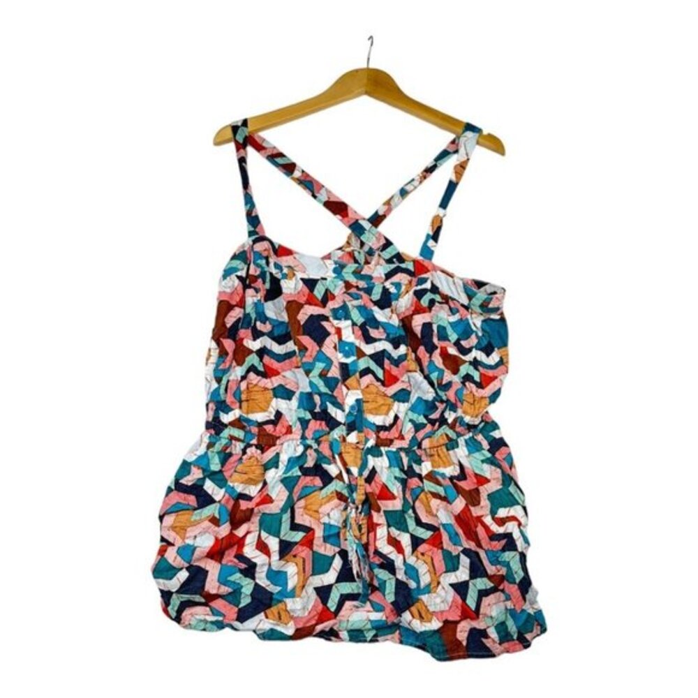 Lane Bryant Button Front Peplum Cross-back Tank sz 20 Multicolor